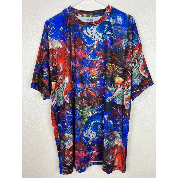 Black Canyon Shirt Mens 2XL XXL Outfitters Short Sleeve Wild Animal Tiger Skulls - Picture 1 of 11